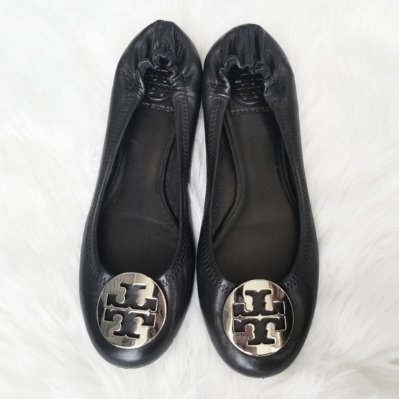 Tory Burch Shoes - Tory Burch Black Leather Minnie Flats 8